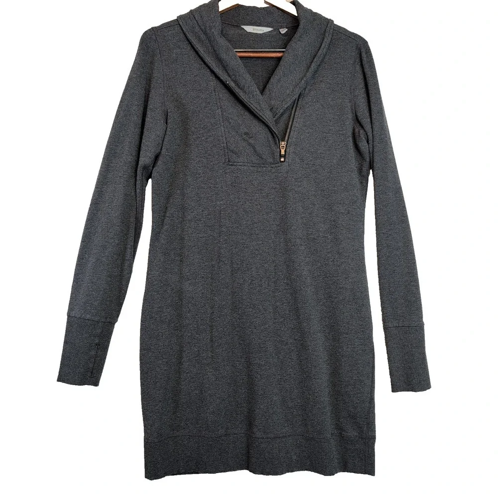 Athleta Om to Home Tunic Dress Women's Md Gray Casual Athleisure Lounge Cotton